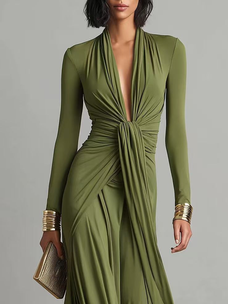 Women's Elegant Long Sleeve Dress For Autumn And Spring Style_voghion.com
