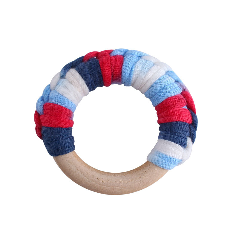 Bebé de madera mano ejercicio agarre juguete nuevo hecho a mano algodón cuerda tejida niños molar juguete mordedor