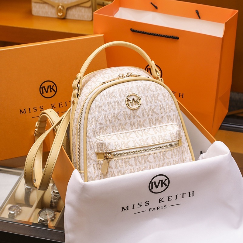 Genuine Mk Printed Backpack for Women 2025 New European and American Fashion Mini Leather Small Backpack Casual Travel School Bag Genuine Mk Printed Backpack for Women 2025 New European and American Fashion Mini Leather Small Backpack Casual Travel School Bag