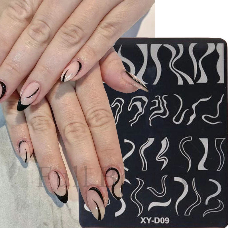 Cross-border new nail steel plate French lines rectangular stainless steel printing nail steel plate wholesale nail