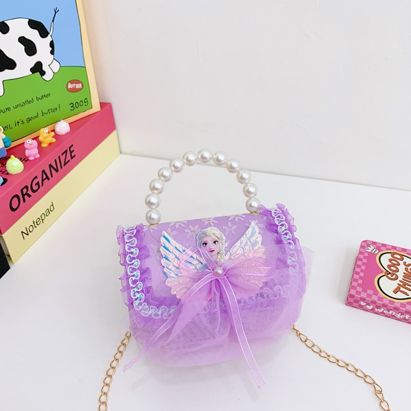 Bolsos infantiles, bolsos de moda princesa de perlas, bolsos de cambio de chicas lindas, bolsos de hombro de encaje