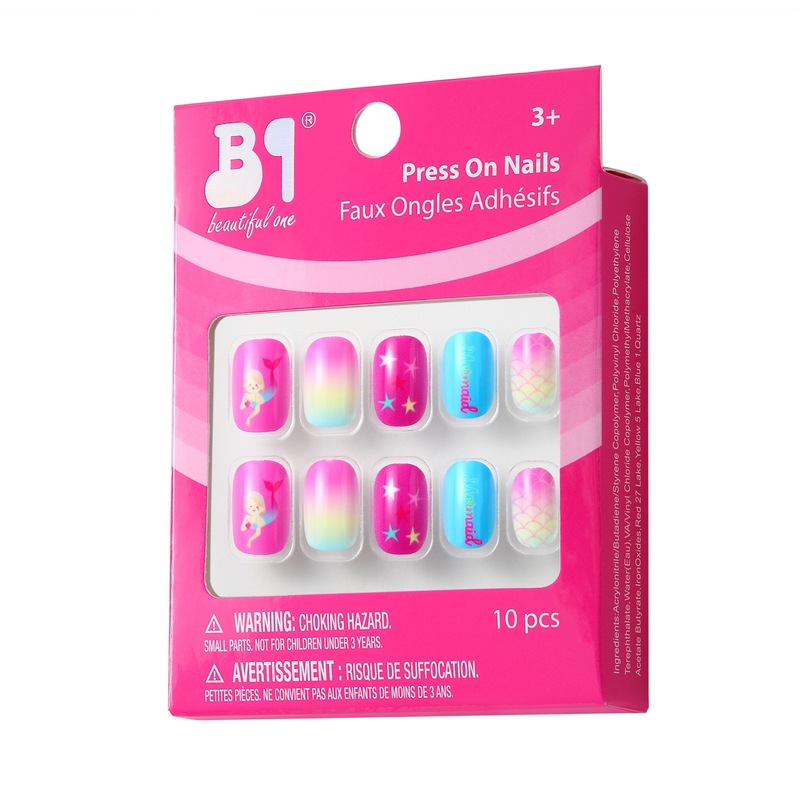 Unicorn Mermaid Glitter Pattern Printed False Nails Abs Acrylic Material Plastic Nails Factory