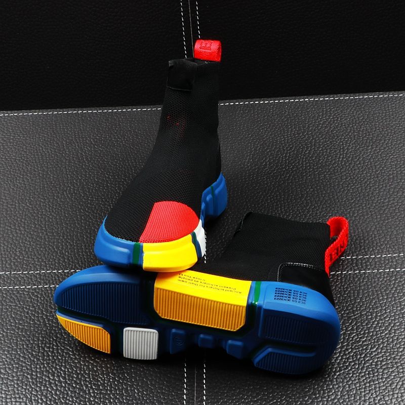 Summer New Men S High Top Shoes Set Feet Knit Socks Hip Hop Trend Korean Version Of Youth Short Boots Increase_voghion.com