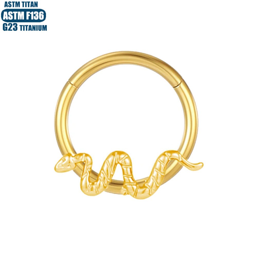 F136 Titanium Piercing Nasal Ring Feather Bee Snake Septum Seamless Ring Tragus Earring detail image 10