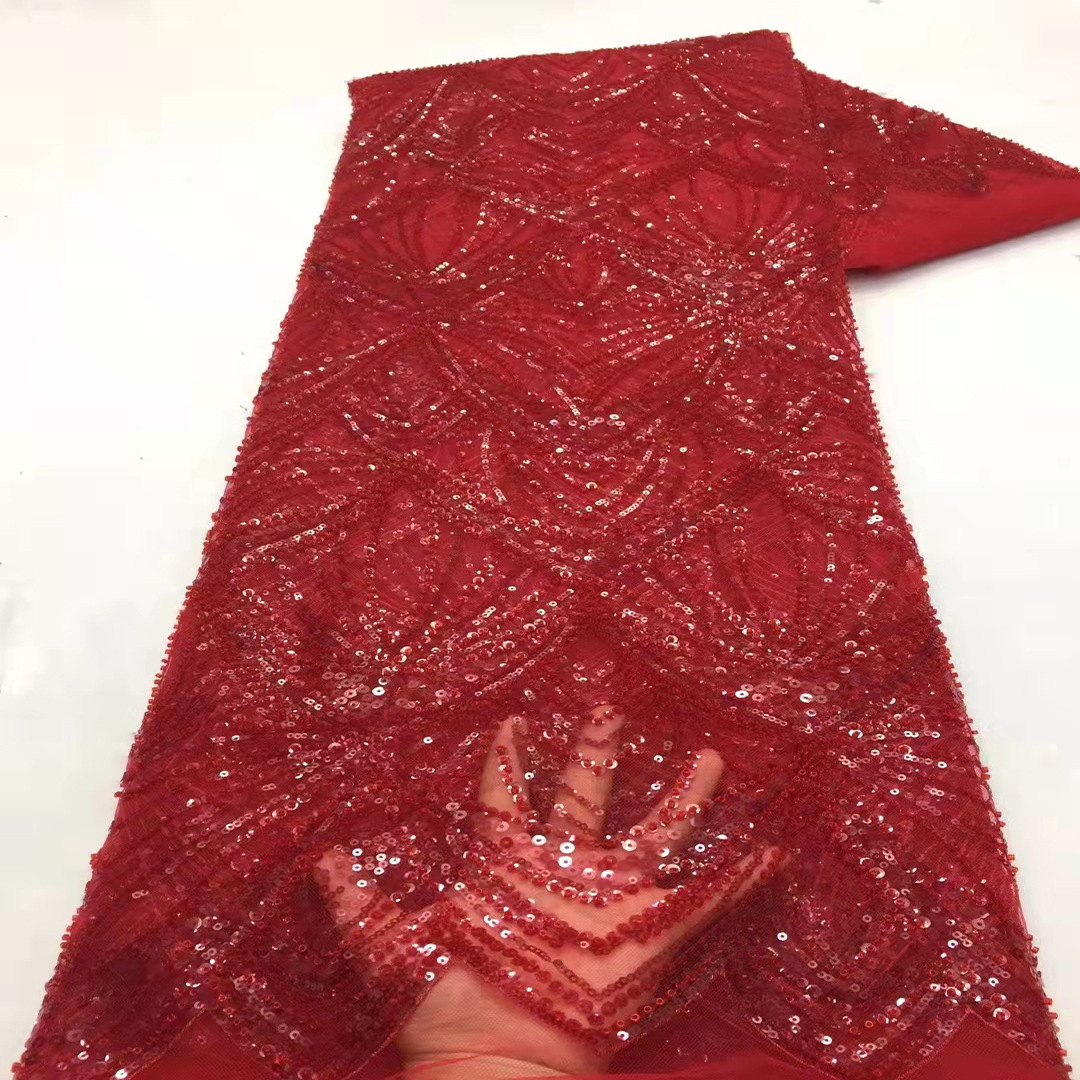 Nueva tela de encaje bordado multicolor industria pesada tubo de cuentas bordado DIY vestido de novia vestido de noche accesorios JX1979