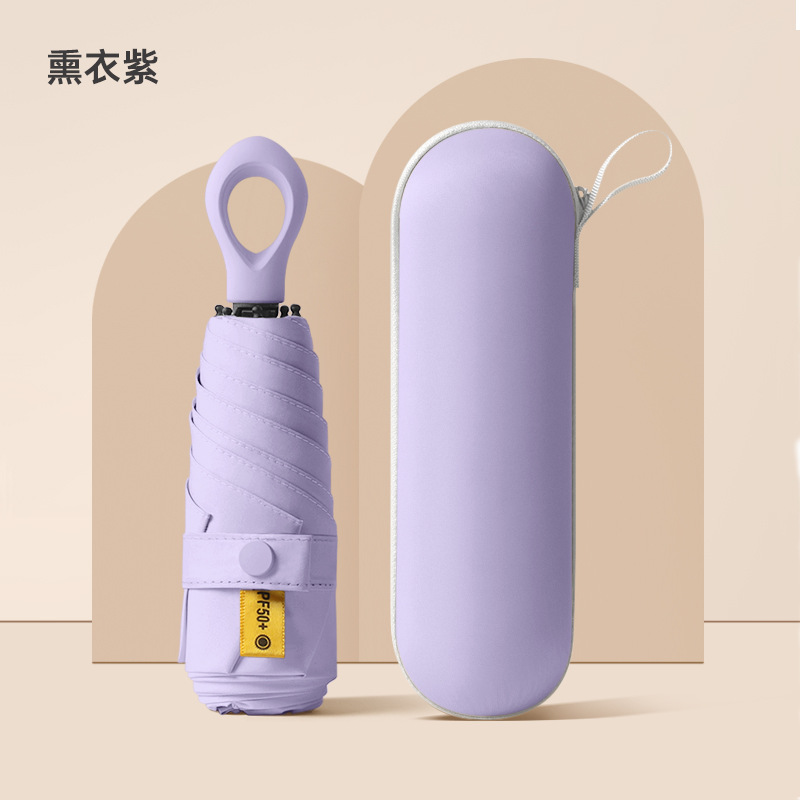 Paraguas Ultraligero Plegable Tipo Cápsula, 5X Protección Solar UV, 8 Varillas, para Sol y Lluvia, para Publicidad.