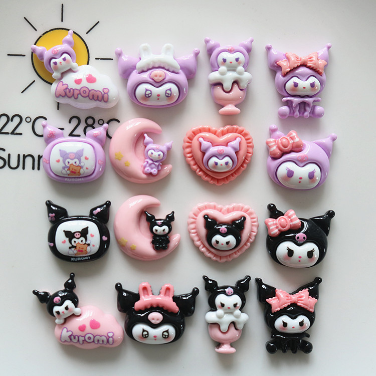 Cartoon Cute Glossy Kurome Series Resin Accessories Handmade DIY Cream Glue Mobile Phone Case Hairpin Refrigerator Magnet