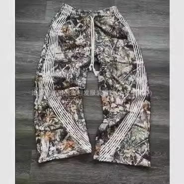 跨境美式水洗树叶迷彩机能立体裁剪直筒休闲机能工装裤重工休闲裤