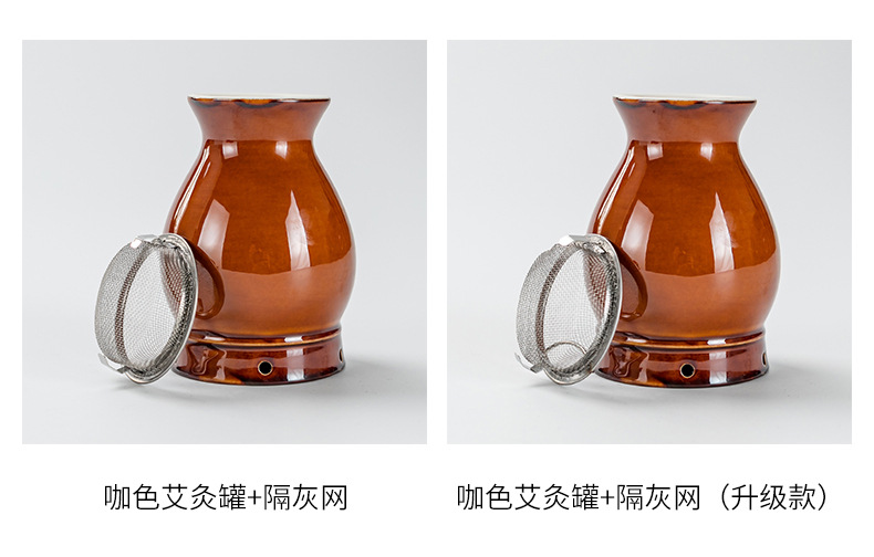 Ceramic Moxa Cup with Double Layer Heat Insulation 7x10cm Moxibustion Massage Tool for Home Body Therapy overview