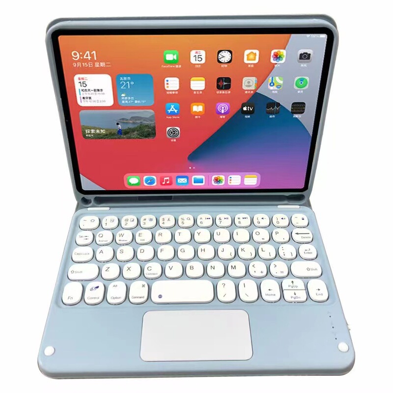 Samsung Tab A9 8.7inch Bluetooth キーボード保護ケース X110 ラウンドキーキャップ磁気吸着分割型 X115 ペンホルダーに適しています。|undefined