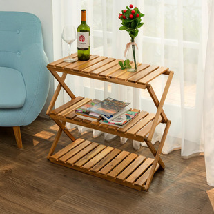Customized Solid Wood Outdoor Flower Rack Floor-Standing Wooden Balcony Storage Rack Wooden Multi-Layer Flower Pot Plant Rack