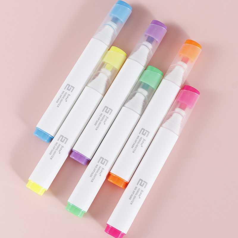 Nuevo recomendar pluma redonda titular fluorescente pluma fluorescente sólido color clave marca trazando cabeza suave marcador pluma