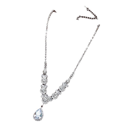 Korean Style Popular Jewelry Full Diamond Water Diamond Set Necklace Stylish and Versatile Hot Selling Item Live Streaming Dropshipping