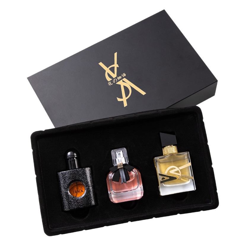 Spot Flower Story Douyin Kuaishou Women's Perfume Set Black Opium Three-Piece Men's Perfume Gift Box