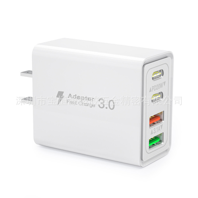 40W Multi-Port Pd Fast Charging Charger European and American Cross-Border Us Standard Mobile Phone Power Adapter Suitable for Apple and Android