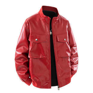 American Motorcycle Pu Leather Jacket Men's 2025 Autumn and Winter Wear High-End Black Work Jacket Short Style Handsome