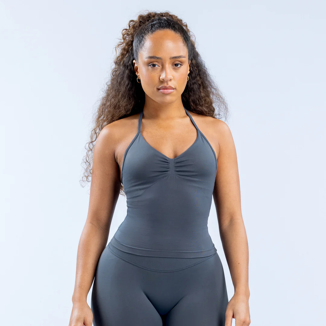 DFYNE Women's Halter Neck Sports Bra Padded Shockproof Yoga Top Backless Strap High Elastic Support Summer Fitness Vest_desvips.com