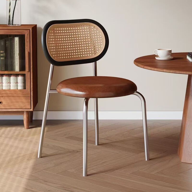 Rattan Dining Chair for Home Use, Light Luxury Dining Chair, Vintage-Style, Popular for Homestays and Restaurants, Commercial Retro Rattan Backrest Chair Rattan Dining Chair for Home Use, Light Luxury Dining Chair, Vintage-Style, Popular for Homestays and Restaurants, Commercial Retro Rattan Backrest Chair