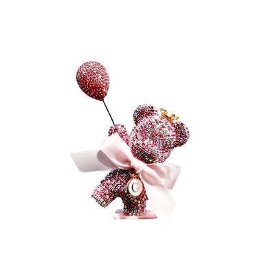 Cartoon Creative Stylish Diamond-Encrusted Korean Car ornaments - colorful-powder-holding-balloon-violent-bear-ornament