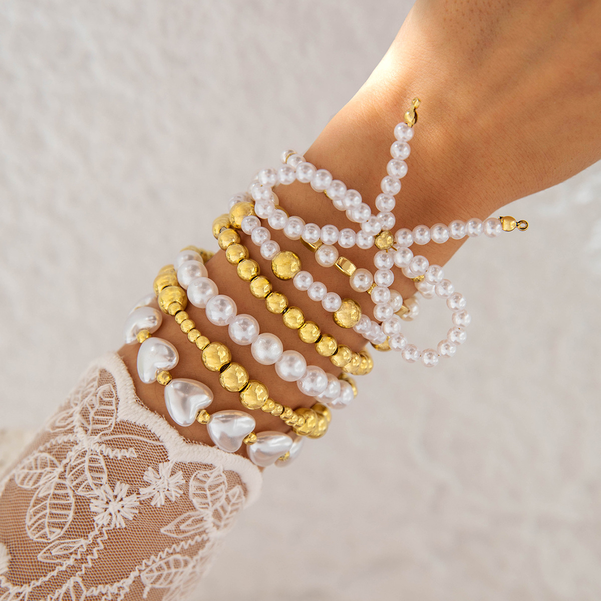Elegant Multi-layer Pearl Bangle Set For Women Luxury Bracelet_voghion.com