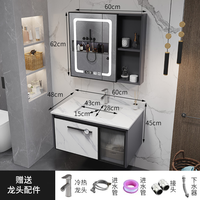 gabinete de baño combinado gabinete lavabo espacio aluminio tablero de fibra de carbono lavabo pequeño tipo lavabo