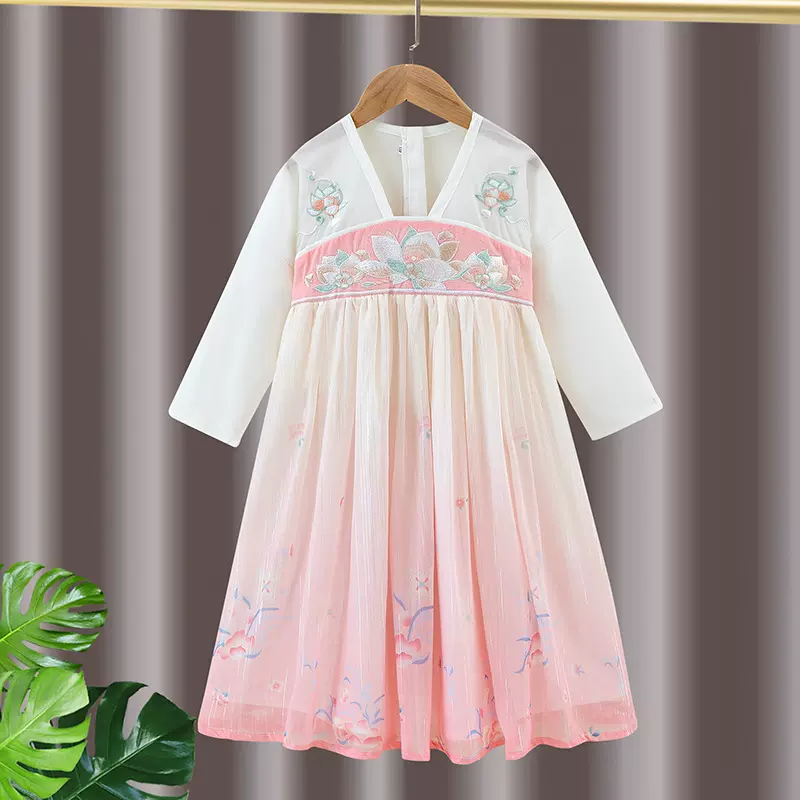 汉服女童春秋2023新款童装汉服儿童批发中国风古装女孩表演公主裙