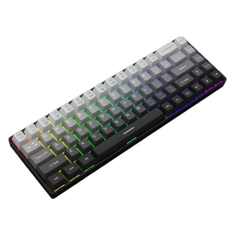GK68 カスタマイズ可能な有線/無線 Bluetooth メカニカルキーボード 小型で持ち運びに便利 オフィス、eスポーツ、ゲーム用 発光 レッドスイッチ|undefined