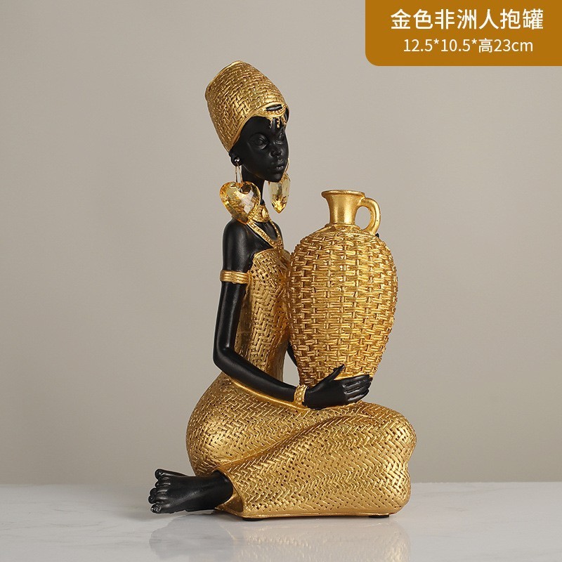 北欧创意复古非洲艺术女士雕像摆件设计师款家居客厅咖啡厅酒吧|undefined