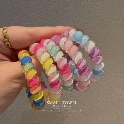2024 Dongdaemun Early Summer New Shiny Colorful Gradient Telephone Wire Hair Tie Fresh Style for Girls 2024 Dongdaemun Early Summer New Shiny Colorful Gradient Telephone Wire Hair Tie Fresh Style for Girls