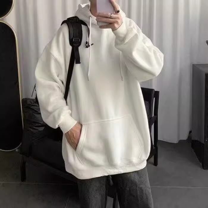 Men's Sweatshirt 2025 Spring & Fall New Pure Color Versatile Hooded Jacket Trendy Brand Loose Casual Sports Top