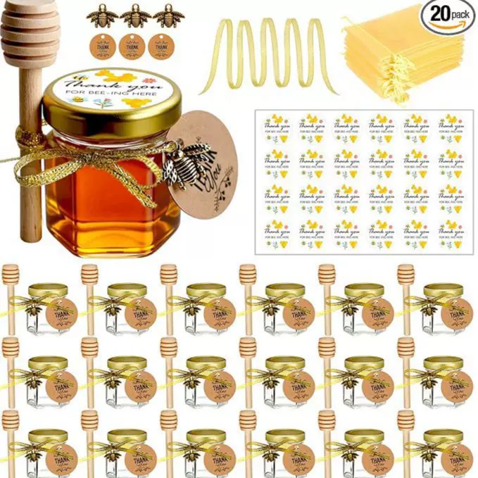 跨境玻璃燕窝瓶家用耐高温蜂蜜果酱玻璃瓶密封防潮45六棱25克空瓶