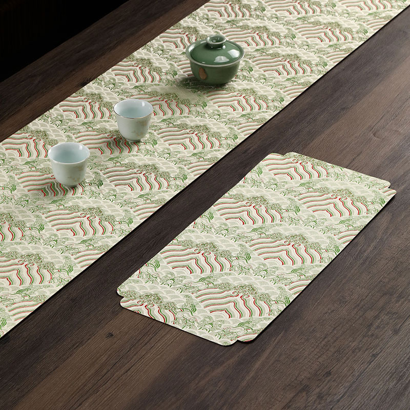 Mat de té impermeable estilo chino de doble cara almohadilla de té tela tabla bandera rectangular pequeña almohadilla de té número bandera de té mesa de té estilo nacional para el hogar