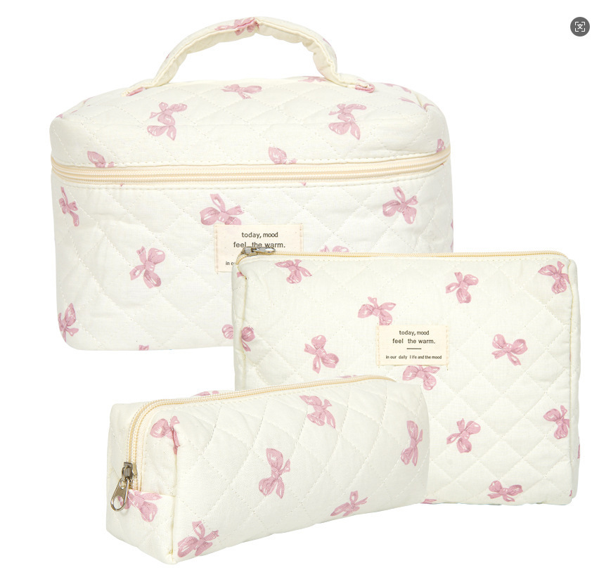 Bolsos de maquillaje portátiles de gran capacidad, pequeñas flores trituradas, acolchados portátiles, algodón, flores encantadoras, estudiantes viajeros