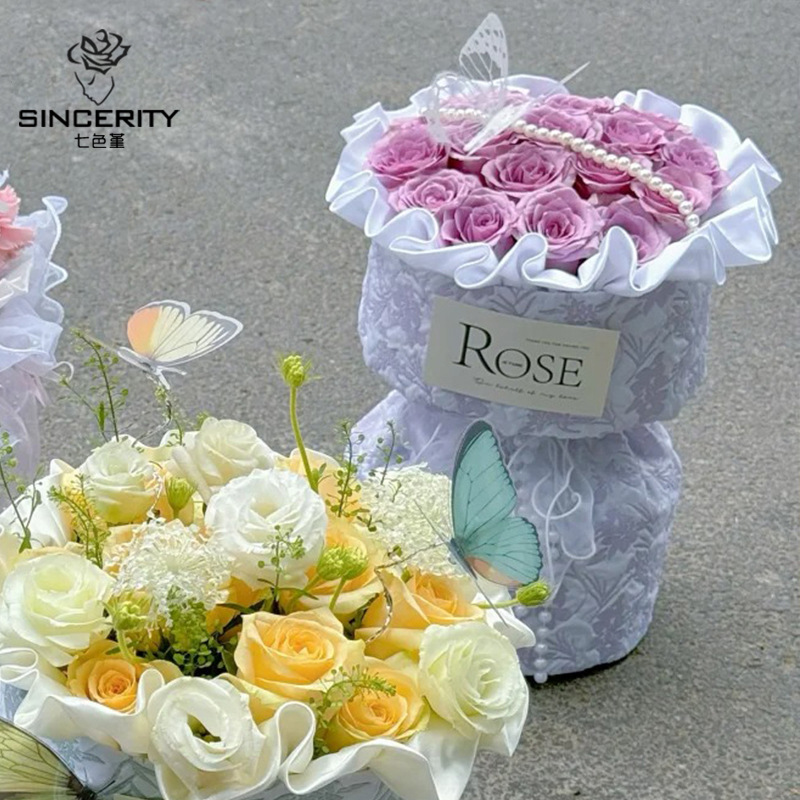 Siete colores cordier burbujas mágicas pequeñas fragancias tela de viento envoltura flor de papel ramo de flores materiales de embalaje de regalos floral papel de embalaje de flores