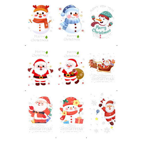 Santa Claus Christmas decoration static sticker window flower scene arrangement glass door sticker window