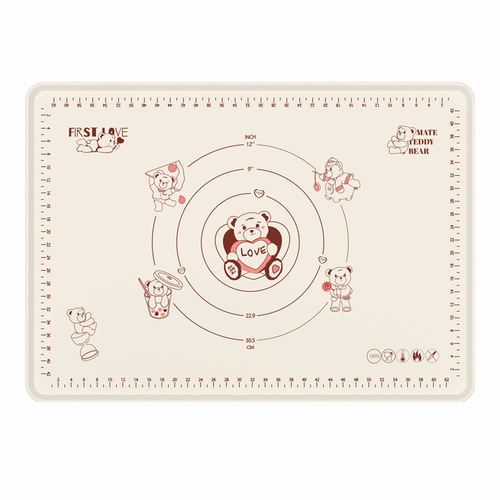Zhilin Silicone Rolling Pin - 70*50cm Teddy Bear Limited Edition Thickened Anti-Slip Rolling Mat