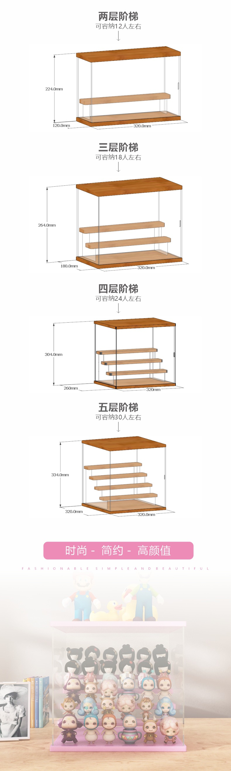 盲盒收纳展示架防尘透明放娃娃展示柜手办盒亚克力展示盒详情4