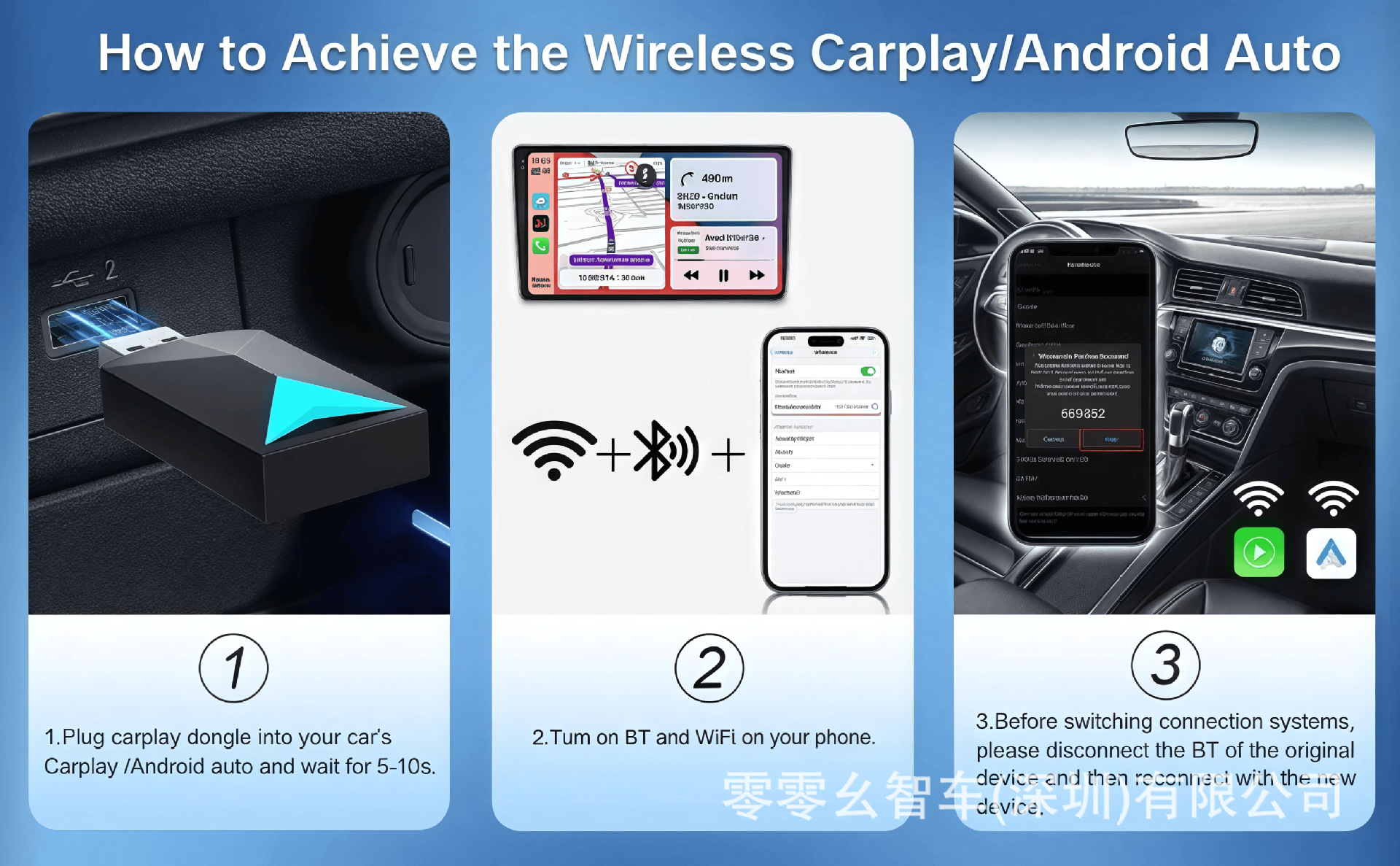 Original Car Wired-To-Wireless Carplay Box for Interconnection, Exclusively for Cross-Border Use, Compatible with Original Car Models for Wireless Upgrade