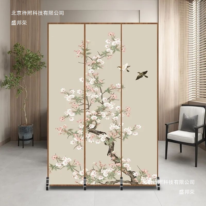 Chinese-Style Screen Partition Wall for Entrance, Hotel Bedroom, Foldable Mobile Foyer, Living Room, Small Apartment, Simple Partition for Home Use