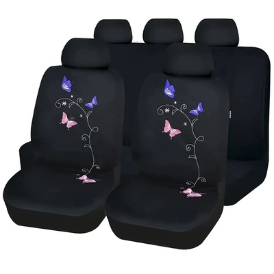 Foreign Trade Car Seat Cover Rose Butterfly Embroidered Seat Cover Universal for All Seasons Cross-Border Foreign Trade Hot Model Aliexpress Amazon