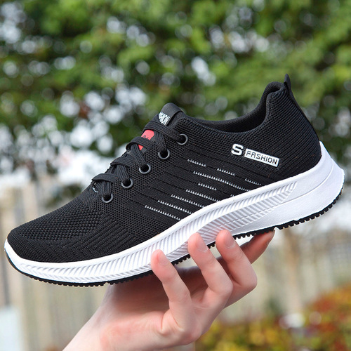  Spring Trend Men's Shoes Comfortable Breathable Mesh Shoes Flat Comfortable Sports Shoes Lightweight Wear-Resistant Outdoor Running Shoes