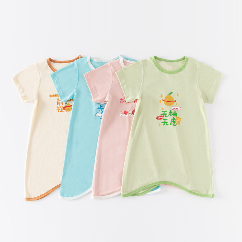 Baby pajamas, summer short-sleeved thin modal baby pajamas, home clothes, children's one-piece pajamas, air-conditioned clothes
