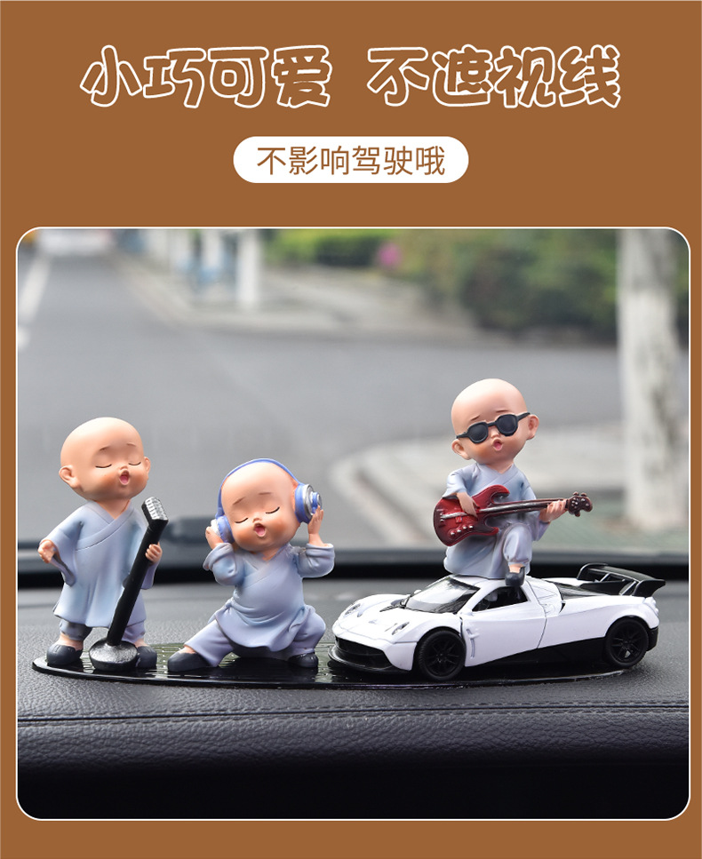 Car Ornaments Car Creative Internet Red Band Little Monk Car Cute Resin Little Monk Decoration Supplies