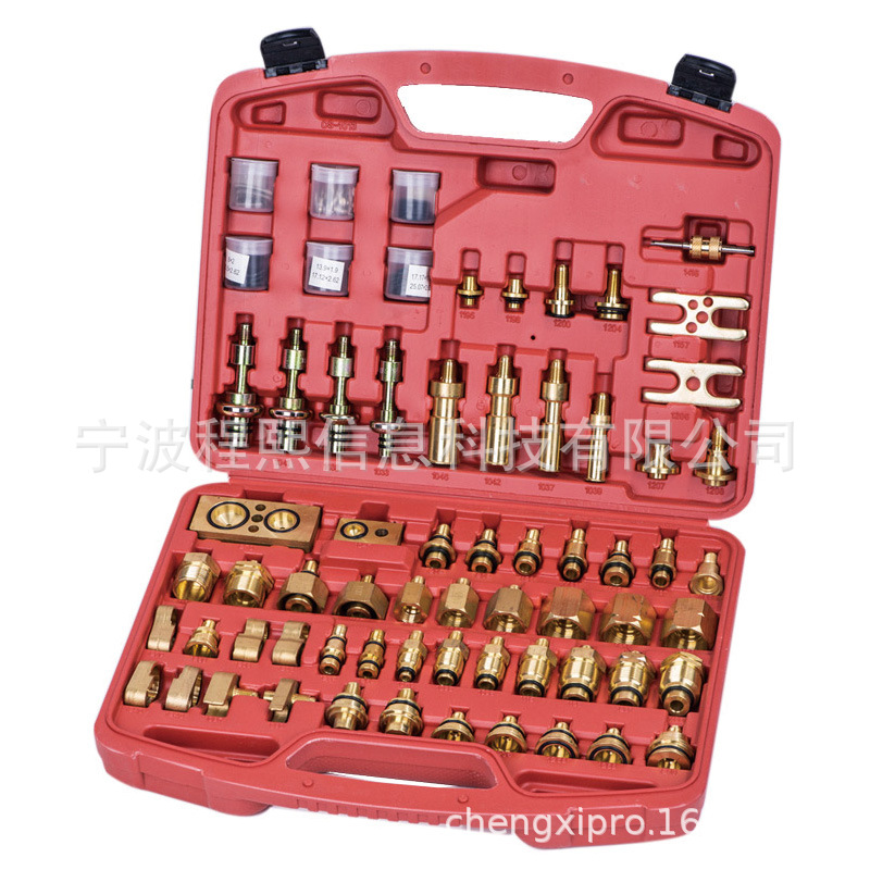 纯铜汽车空调检漏工具欧洲亚洲二合一检漏堵漏试漏工具77/81件套