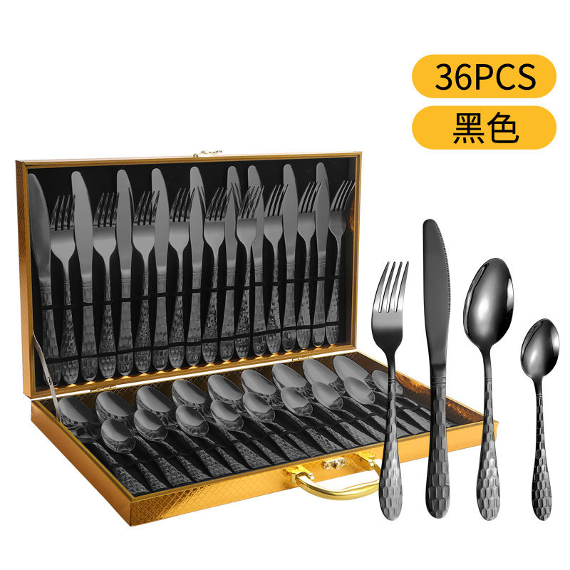 Fuente transfronteriza de cubiertos de acero inoxidable cuchillo y tenedor cuchara set cubiertos de agua set 24 / 36 / 48 piezas set caja de regalo set