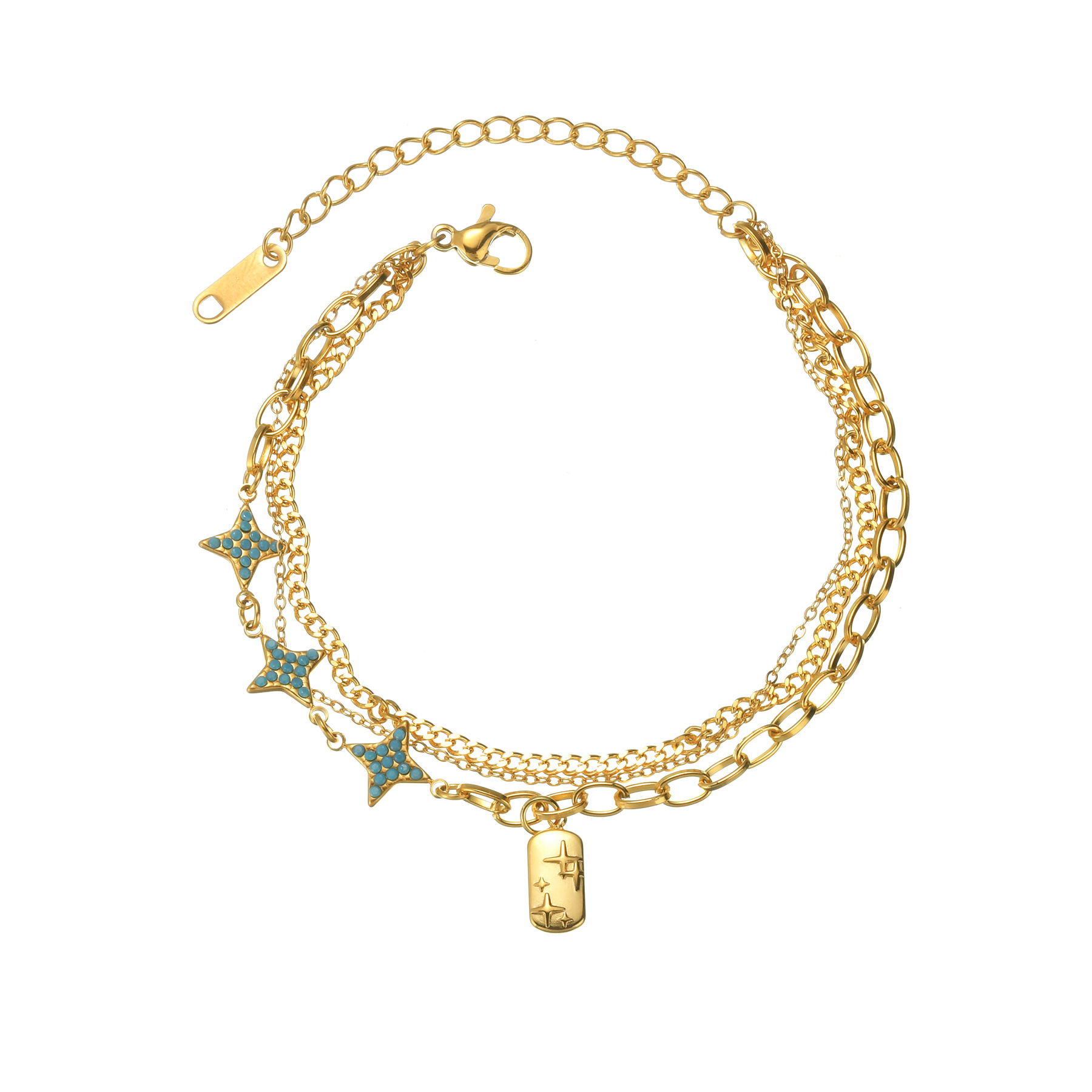 Multi-layer Geometric Bracelet For Women In Gold Plated Stainless Steel_voghion.com