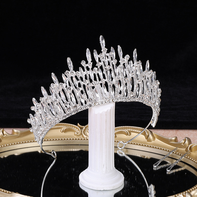 Luxury New Korean Style Bridal Tiara Crown Inlaid Brick Crystal Crown Princess Birthday Bride Wedding Marriage Luxury New Korean Style Bridal Tiara Crown Inlaid Brick Crystal Crown Princess Birthday Bride Wedding Marriage