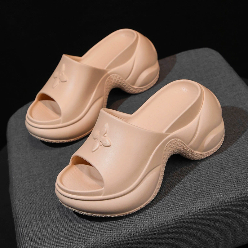 Женские летние сабо на толстой подошве, новинка 2024 года, с цветочным принтом, на танкетке, для невысоких, увеличивающие рост.