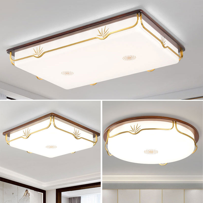 All Copper Chinese Style Full Spectrum Log Ceiling Lamp Light Luxury Chinese Style Entry Balcony Bedroom Retro Ceiling Lamp