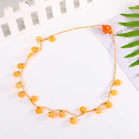 新款简约时尚潮流节日项链9LED灯黄桃大灯泡发光项链制定批发